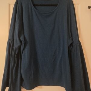 Ava & Viv Deep Blue Bell Sleeve Top